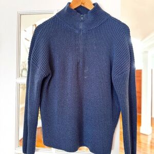 WOMENS HALF ZIP SWEATER, SIZE SMALL, BLUE